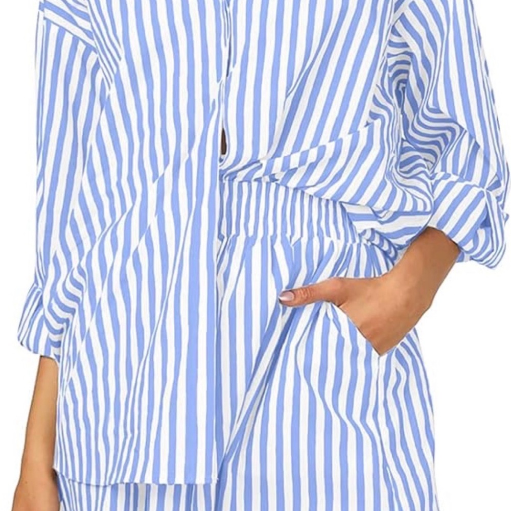 Amazon Essentials Blue and White Striped Women Shorts
